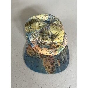 Vintage Gabelli Hat Cap Snap Back World Map Globe Print Multicolor Mens 90s USA